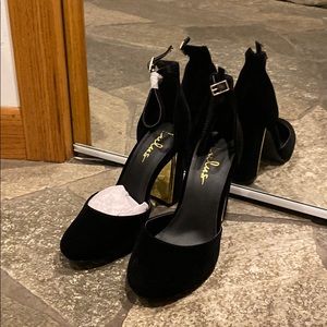 NEW Lulus Black Velvet Ankle Strap Heels